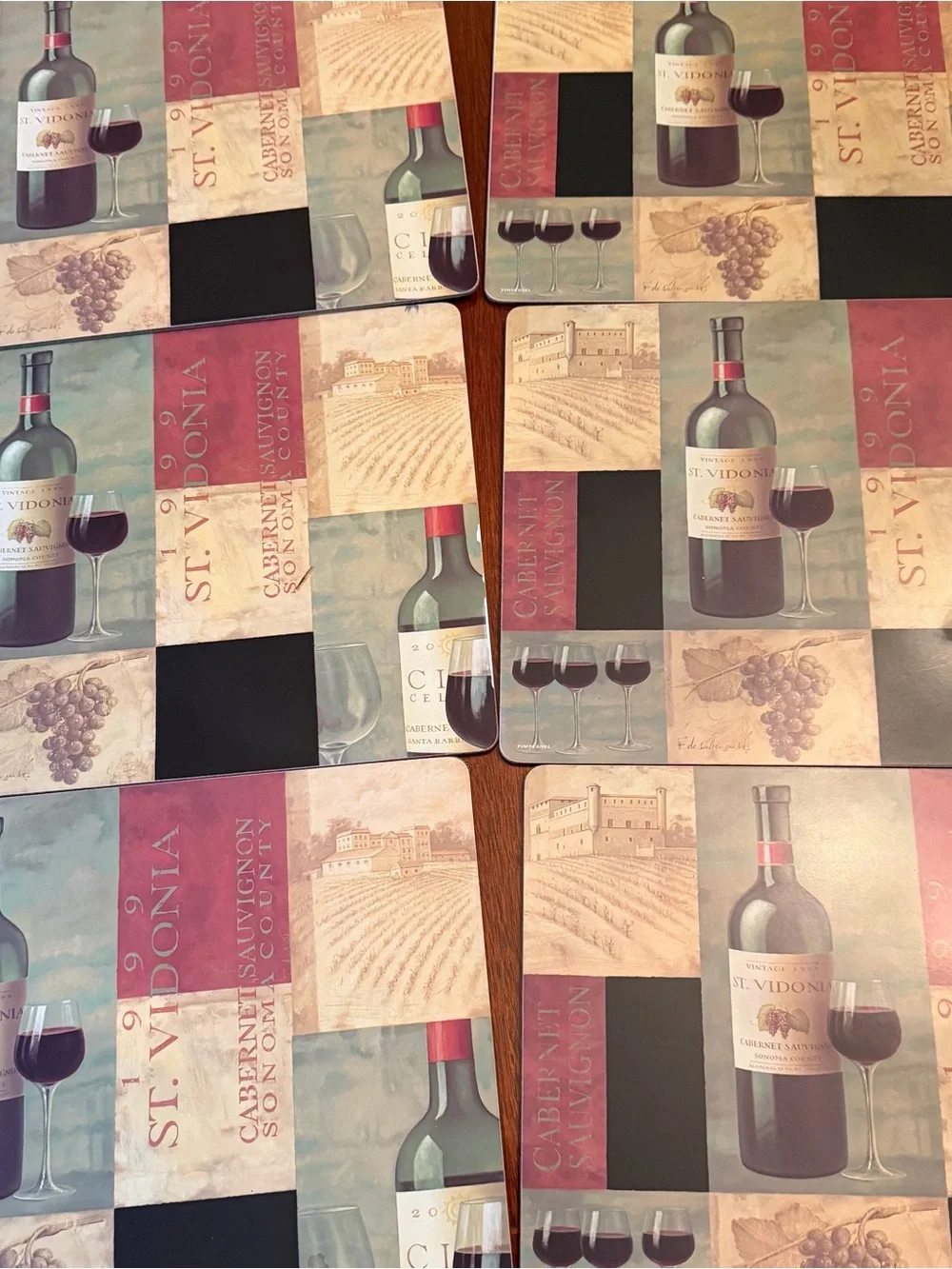 St. Vidonia Wine-Themed Placemats in Red, Green, Black